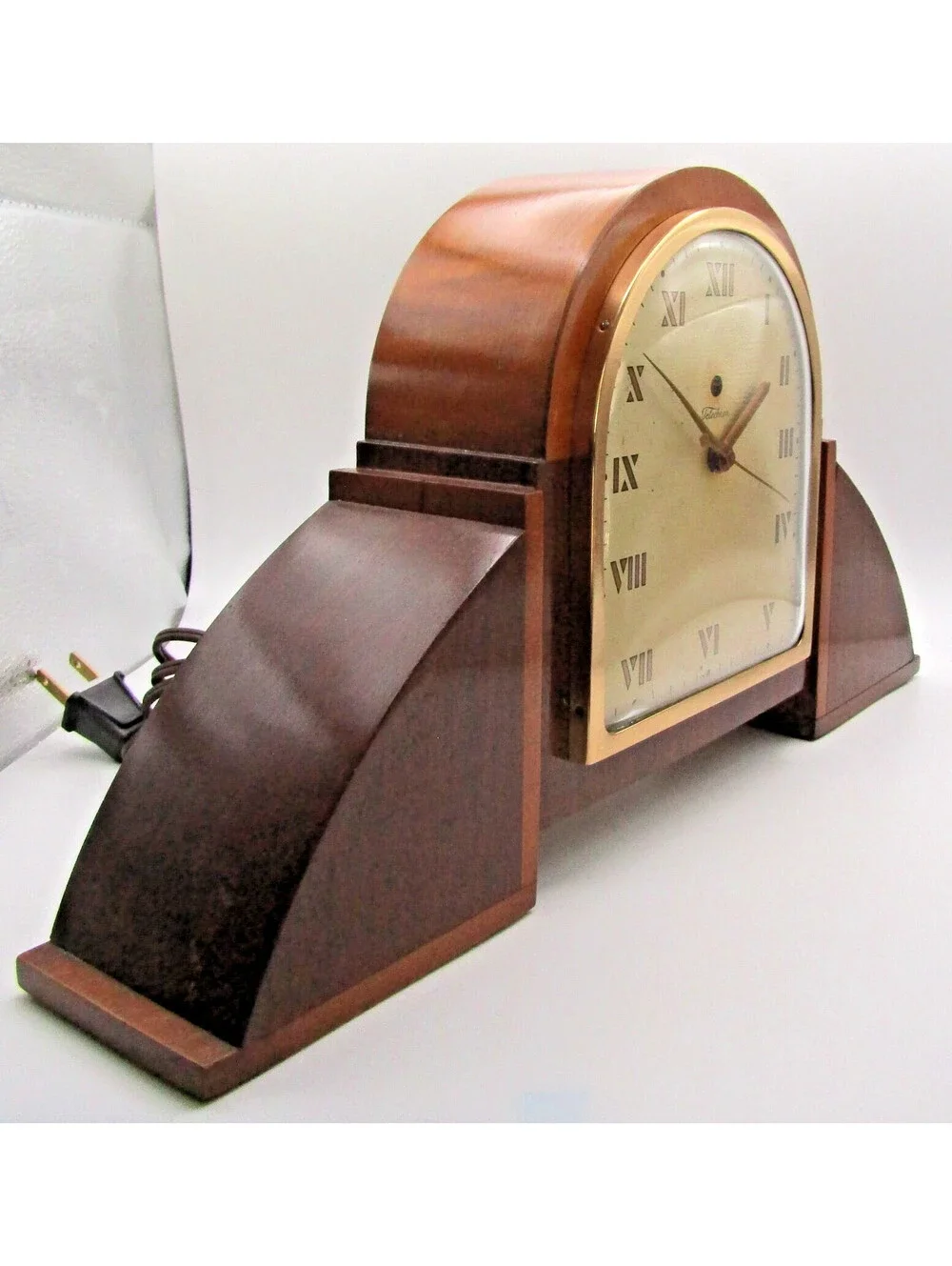 1935 Warren Telechron Co. The Brandon Clock Brown Mahogany and Maple Finish